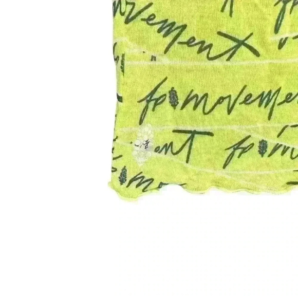 FREE PEOPLE MOVEMENT LOGO PRINT LONG SLEEVE SHIRT MEDIUM GREEN NWOT SHEER - Picture 10 of 11